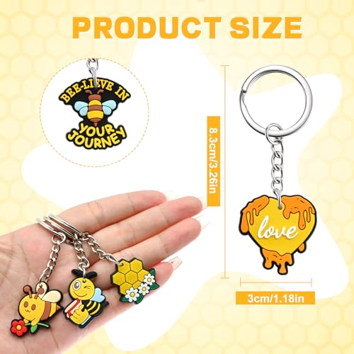 Cute Keychains Bulk, Keychain Charms Key Chain Trinkets Backpack Charms Accessories Keyring for Classroom Prizes - color: Honey Bees