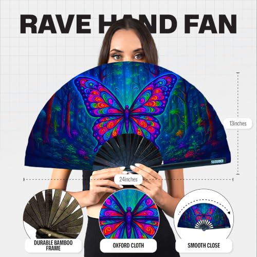 SoJourner Folding Rave Fan, Butterfly - color: Butterfly