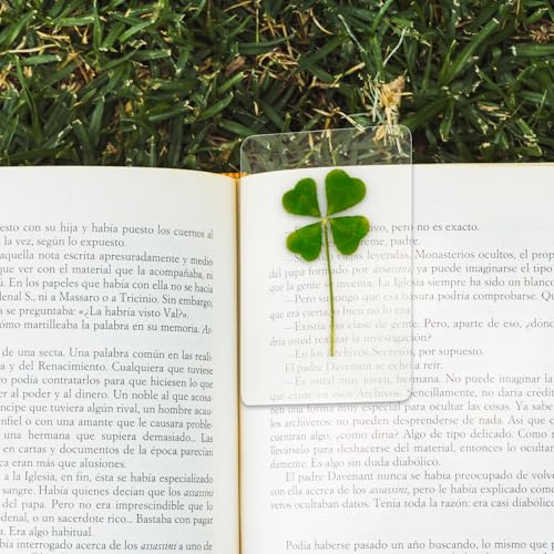 Real Four Leaf Clover Bookmark, Elegant 4 Leaf Clover Charm, Perfect Gift for Book Lovers, Preserved Four Leaf Clover in Laminated Bookmark (gray-1pack) Made in Korea - size: gray-1pack
