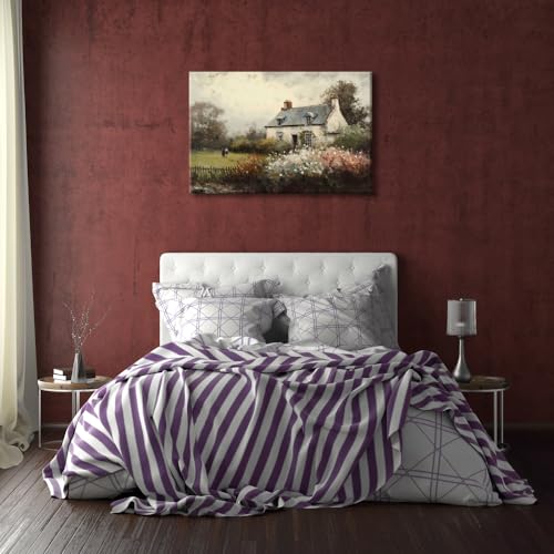 Huabsad Vintage Landscape Flower Portrait Oil Painting Canvas Wall Art Antique Cottage Outdoor Garden Spring Wall Decor Rustic Farmhouse Bedroom Aesthetic Painting Prints 12x16in Wrapped Canvas - color: Oil painting03, size: 12x16in Wood Framed