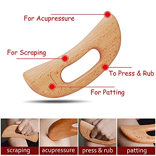 FKYzixeh Lymphatic Drainage Massager, Wooden Gua Sha Tool for Body, Manual Massage Scraper for Anti Cellulite and Relieve Muscle Fatigue, Body Gua Sha Paddle (Style A)