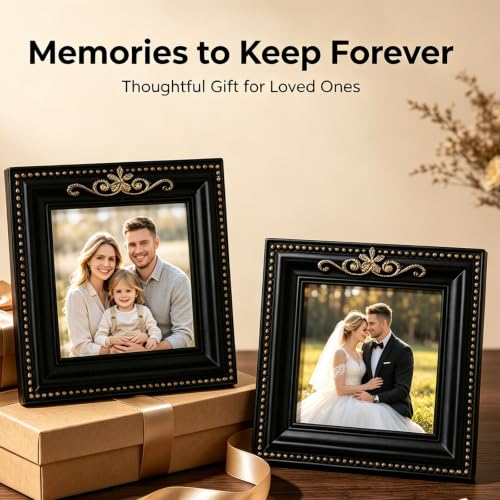 Vintage Mini Magnetic Picture Frames for Refrigerator, Gold Photo Magnets - color: Black E