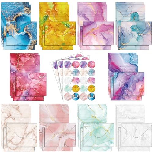 TaoBary 160 Pcs Marble Stationery Paper and Envelopes Set, 5.5 x 8.25'' - size: 5.5 x 8.25 Inch, style: Marble