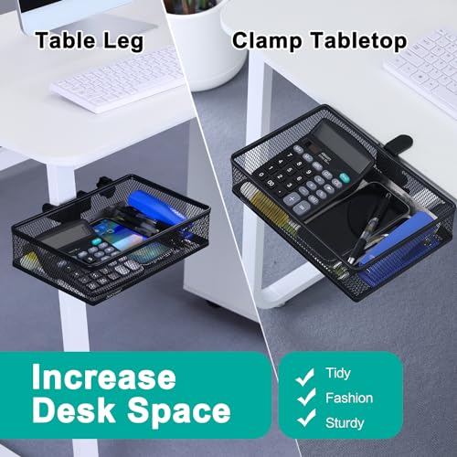 Under Desk Drawer, Clamp on Desk Organizer Under Table Hanging Desk Storage - style: Black - Big