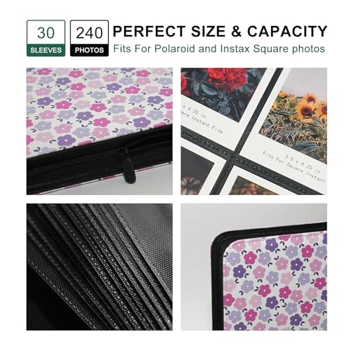 Large Polaroid Photo Album Binder, 240 Pockets. Flat Floral - color: Flat Floral