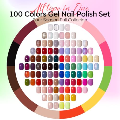 modelones Gel Nail Polish Set 110pcs 100Colors Red Jelly Glitter All Season - color: A0 100colors All season