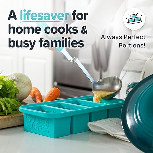 Souper Cubes 1 Cup Silicone Freezer Mold with Lid, Aqua, 1-Pack - color: Aqua, size: 1-Pack