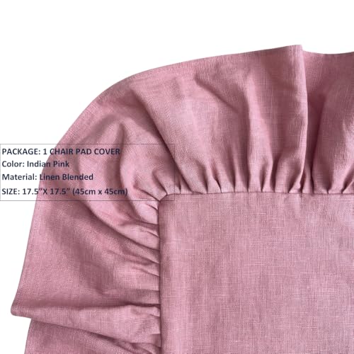 Korean Made Chair Pad Slipcover, 1 Cover, 17.5"x17.5" Chair Cushion Cover Ties with Ruffle Farmhouse Decor Covers Only, Gift for Mom (Indian Pink) Stocking Stuffer - color: Indian Pink