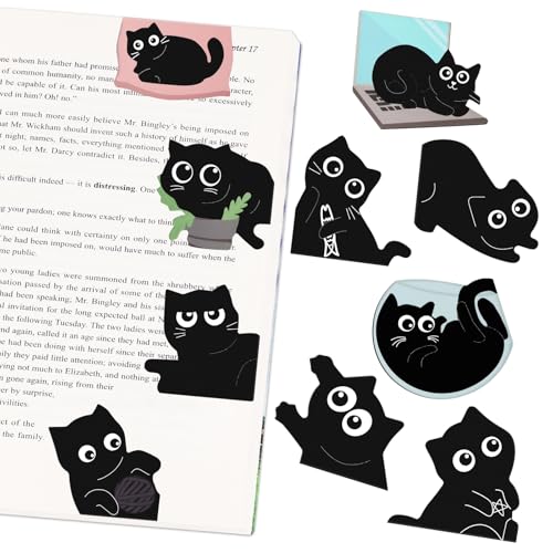 Cat Bookmark, Tumwisk 10PCS Cute Bookmarks Gifts for Cat Lovers - color: Black Cat