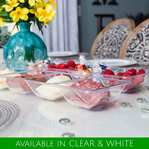 PLASTICPRO 4 Sectional Rectangle Plastic Disposable Serving Pack of 2 - color: Clear