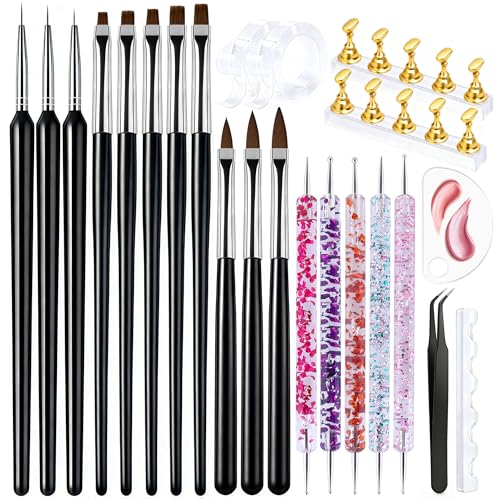 Artdone Nail Dotting Tools Art Brushes Kit With Nail Stand Gel Polish - color: Nail dotting tool brushes and stands kit