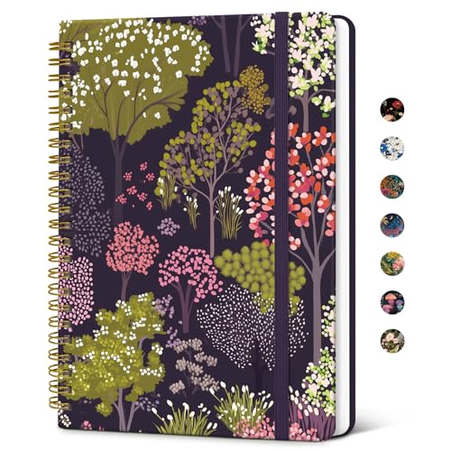 Taja Spiral Lined Journal for Women, Pretty Hardcover Journal Notebook, A5 - color: W-Colorful Grove