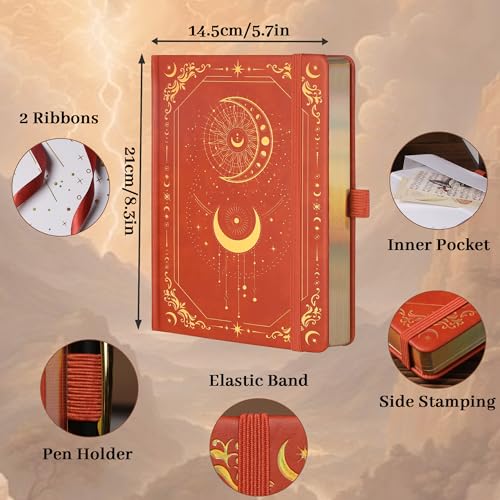 TIEFOSSI Line Journal Notebook for Women Men, 316 Pages,8.3x5.8 IN - color: Brown, size: Line