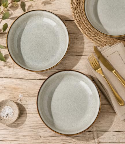 AmorArc 8.5’’ Ceramic Pasta Bowls Set of 6, 36oz Large Stoneware Bowls Set - color: Green Wheat, size: Set of 6