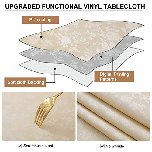 Smiry Square Waterproof Heavy Duty Vinyl Tablecloths, 60 x 60 Inch - color: Beige, size: 60" x 60" (Square)