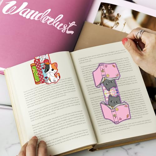 Cat Magnetic Bookmarks, Kawaii Book Markers for Women Book Lovers - style: Cute Cat