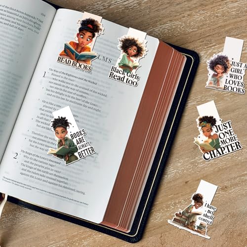 Black Girl Reading Bookmark - 12 PCs African American Women Magnetic Book Mark Inspirational Bulk Aesthetic Magnets Page Markers for Bookish Lovers Students Teachers School Birthday Gift - style: Black Girl Reading