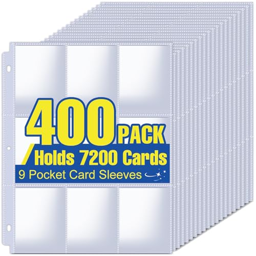 ZENOWICK 400 Pack Card Sleeves Binder Sheets, Holds 7200 Cards - size: 400 Pack
