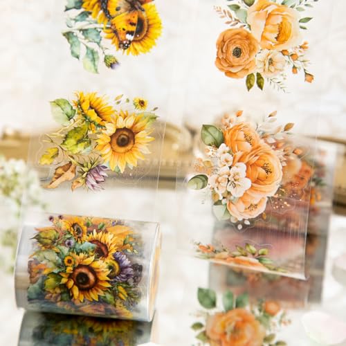 8Rolls Floral Washi Tape Set Flower PET Tapes Stickers for Crafts