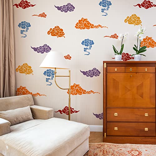 BENECREAT Chinese Clouds Painting Stencils, 12x12 inch Oriental Theme Plastic Decoration Template for DIY, Engraving, Scrapbooking - color: Chinese Clouds