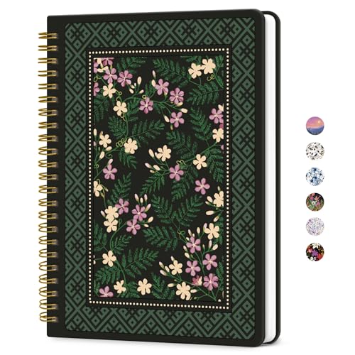 ZOTIA Lined Spiral Journal for Women, A5 Pretty Hardcover Notebook for Work, School & Office Writing, Aesthetic Writing Journal College Ruled, 140 Pages, 5.8" x 8.3", Forest Lace - color: M-Forest Lace