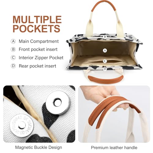 LHMTQVK Canvas Tote Bag for Women, Work & Bible Study Handbag - color: Cow