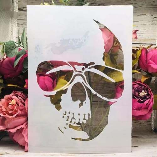 TIAMECH A4 Reusable Sunglasses Skull Stencil for Painting - style: Sunglasses Skull