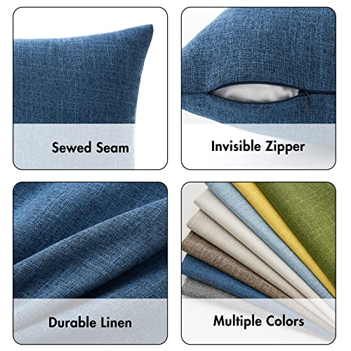 MIULEE Pack of 2 Decorative Linen Burlap Coastal Pillow Covers Farmhouse Accent Pillowcases for Sofa Car Couch Bedroom Living Room Decor 18x18 Inch Blue - color: Blue, size: 18" x 18" (Pack of 2)