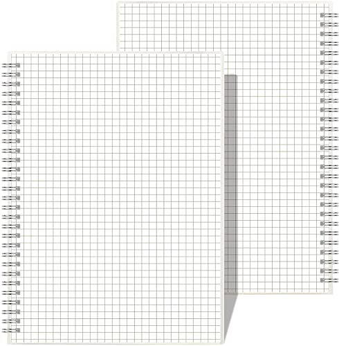 AHGXG Graph Paper Notebook Spiral 2 Pack - Large B5 Grid Notebook 7.3"X 10", 100GSM Thick Graph Grid Paper, Quad Ruled, Total 320 Pages, Transparent Plastic Hardcover Journal - color: Graph-Transparent, size: B5-2Pcs-Graph
