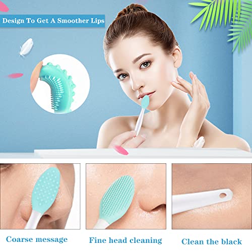 6pcs Silicone Face Brush Set, 2PCS Silicone Face Applicator Brush, 2PCS Exfoliating Lip Brush and Silicone Face Cleaning Brushes Pad,Blackhead Face Exfoliator Skin Care Tool for Women Men - style: style 3
