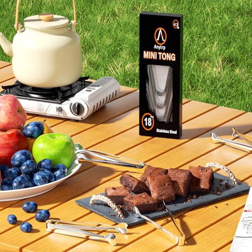 Mini Serving Tongs, Anytrp 18-Packs Stainless Steel Sugar Tongs, 4.3inch Ice Tongs Kitchen Appetizers Tongs for Coffee Bar, Tea Party, Desserts Party, Sugar and Ice Bucket - color: Silver-18pcs, size: 4.3inch