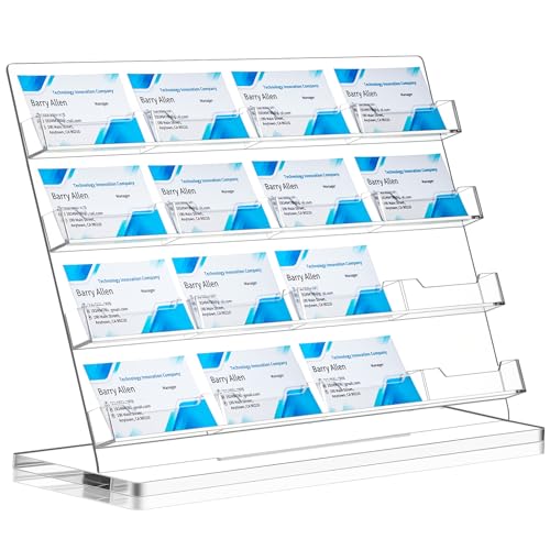 Dunzoom Business Card Holder for Desk, 16 Slots Acrylic Card Display Stand - style: 16 Slots