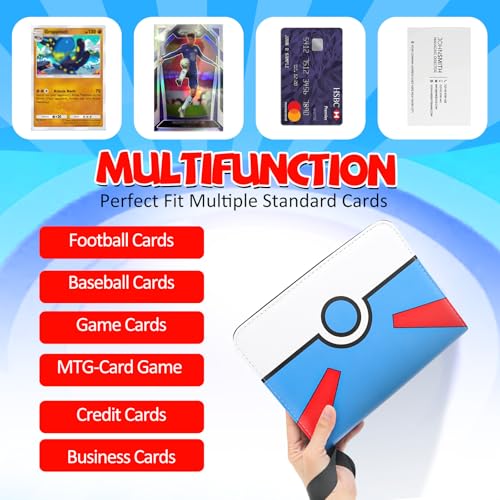 Collectible Trading Card Binder, 400 Pockets Card Holder with 50 Removable Sleeves, Portable Collection Binder Album Book Case Storage, Zipper Card Protective Sleeves for TCG, Sports Card - color: Super Blue
