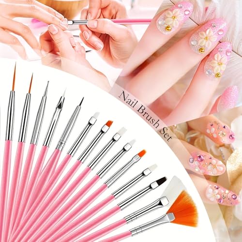 Nail Art Tools,Nail Art Brush,2 sets Nail Stand,5 PCS Dual Tipped Nail Dotting Tool and Sculpture Pen, Acrylic Silicone Nail Pen, Nail Design Tools - color: D2#Pink Style 4