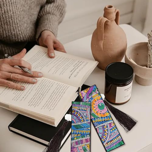Tontut 3pcs Diamond Art Painting Kit Bookmarks, Star River Exquisite General DIY Bookmarks, Lightweight and Durable for Reading Lovers - color: Star River