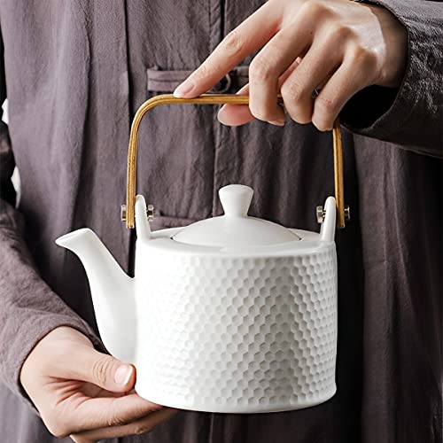 Japanese Tea Set with Teapot and Tea Cup Set for 4 (White) - color: White