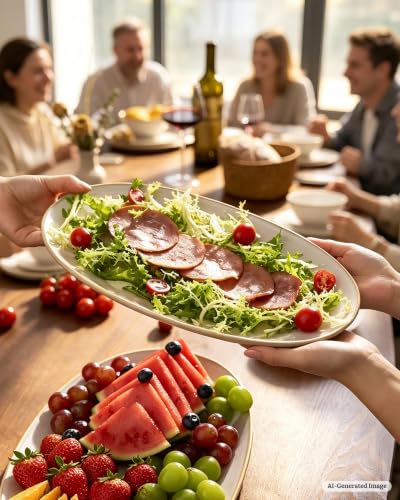famiware Serving Platters Set of 3 Sizes - Oval, Cappuccino White - color: Cappuccino White