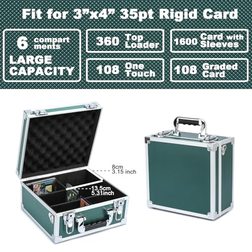 Collectable Trading Card Cases, Toploaders Storage Box, Magnetic Card Storage Hard Cabinet, Graded Card Storage Case, Sports & Trading Collector Storage Box (Green) - color: Green, size: Medium