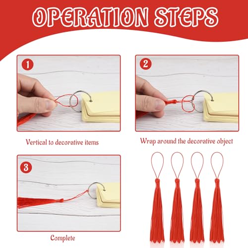 100 Pcs Bookmark Tassels Bulk Red Soft Craft Silky Handmade Mini Tassels for Jewelry Making with Loops for DIY Craft Accessory Dress Decoration - color: Red