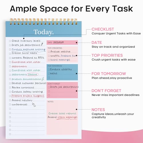 Taja To Do List Notepad, Undated Daily Planner for Work and Goal Setting - color: c-Early Dawn, size: 6 Pack