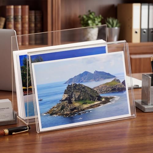 Vicenpal 4 Pcs Clear Acrylic Postcard Holder Stand, Office Home School