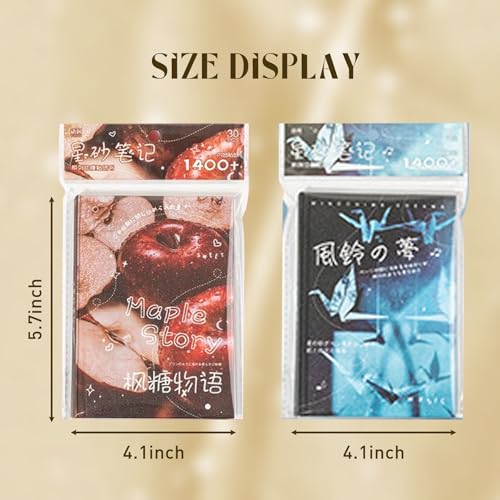 2pc Aesthetic Sticker Book: Dreamcore & Foodie Themes - 30 Matte, Glossy & Foil Sheets with Hard Cover for Journaling, Scrapbooking, Planner & DIY Crafts - color: 2 Pcs