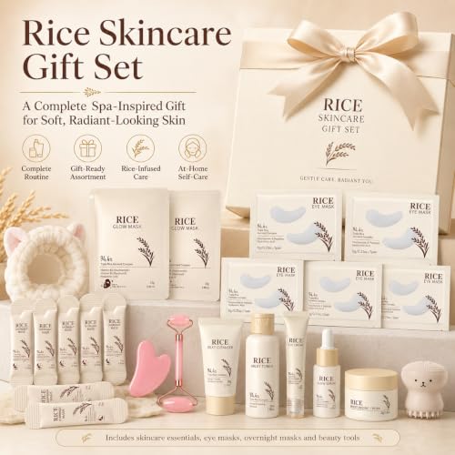 21PCS Rice Skincare Set for Teen Girls & Women, Korean Skin Care Set, Skin Care for Teens 10-12, Hydrating Korean Skincare Set Gifts Birthday Facial Kit for Women