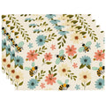 Pink and Blue Flower Bee Placemats Set of 4 12x18 Inch - color: Colorful, size: Set of 4