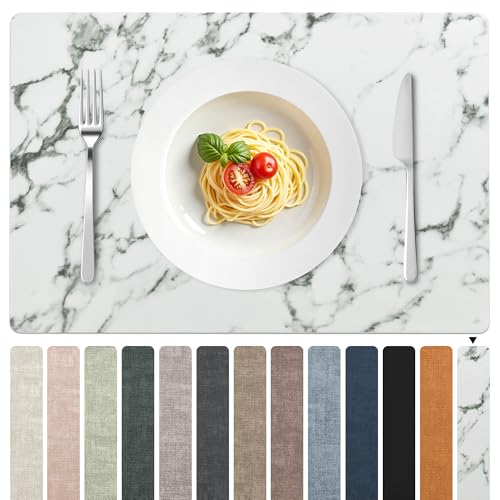 FROMHEART Faux Leather PU Placemats Set of 6 (Marble,11.8" x 17") - color: Marble, size: Set of 6