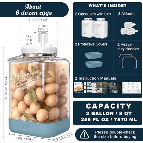 Large Fermentation Jars with Airlock, 2 Gallon Glass Jar with Lid - size: 2 Gallon