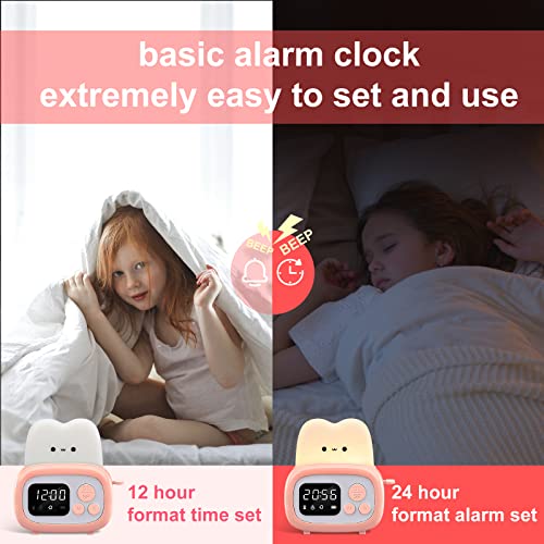 QANYI Timer Clock Night Light for Kids, Tiny Hand Size Portable LED Clock Lamp Kids Desktop Timer for Toothbrush, Learning, Exercise, Bathroom, Oven, Baking, Cooking, Table, Bedroom, Kitchen - style: I Pink
