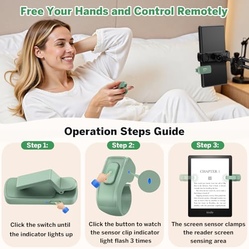 Page Turner Ring for Kindle,Remote Control for iPhone iPad Tablets eReaders - color: Green