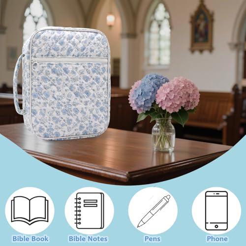 Bible Cover Case For Women,Large Bible Bag with Study Supplies,Quilted Bible Carrying Case for Girls,Portable Bible Case with Highlighter, Pens,Tabs,Bible Study Gifts for Women - size: Style B