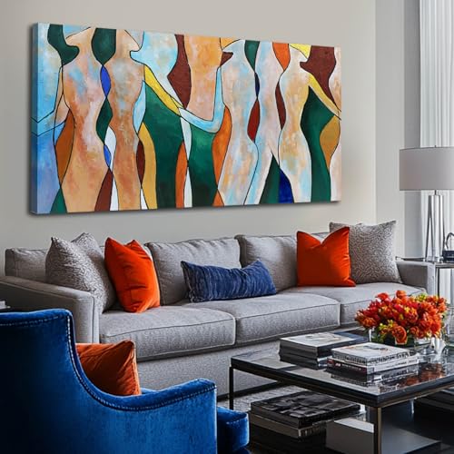 Ocevarin Neutral Abstract Canvas Wall Decor Figures Posters Line Art Large Wall Art for Living Room Colorful Contemporary Artwork for Home Office 29x58 Inch - color: Colorful Abstract, size: 58"L x 29"W